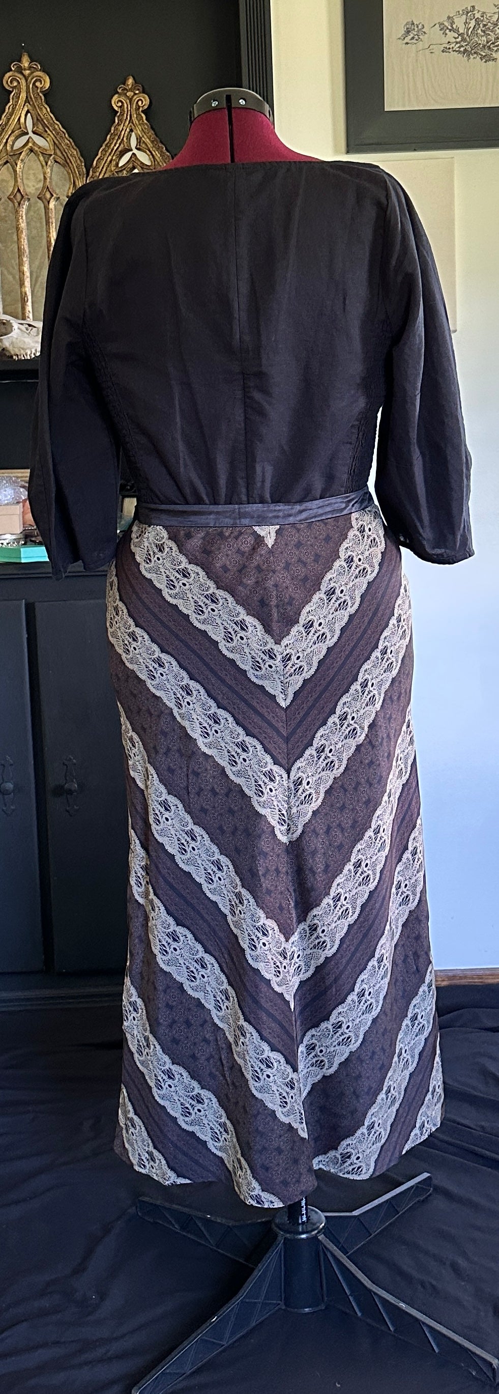 Silk Chevron Print Skirt SZ 14