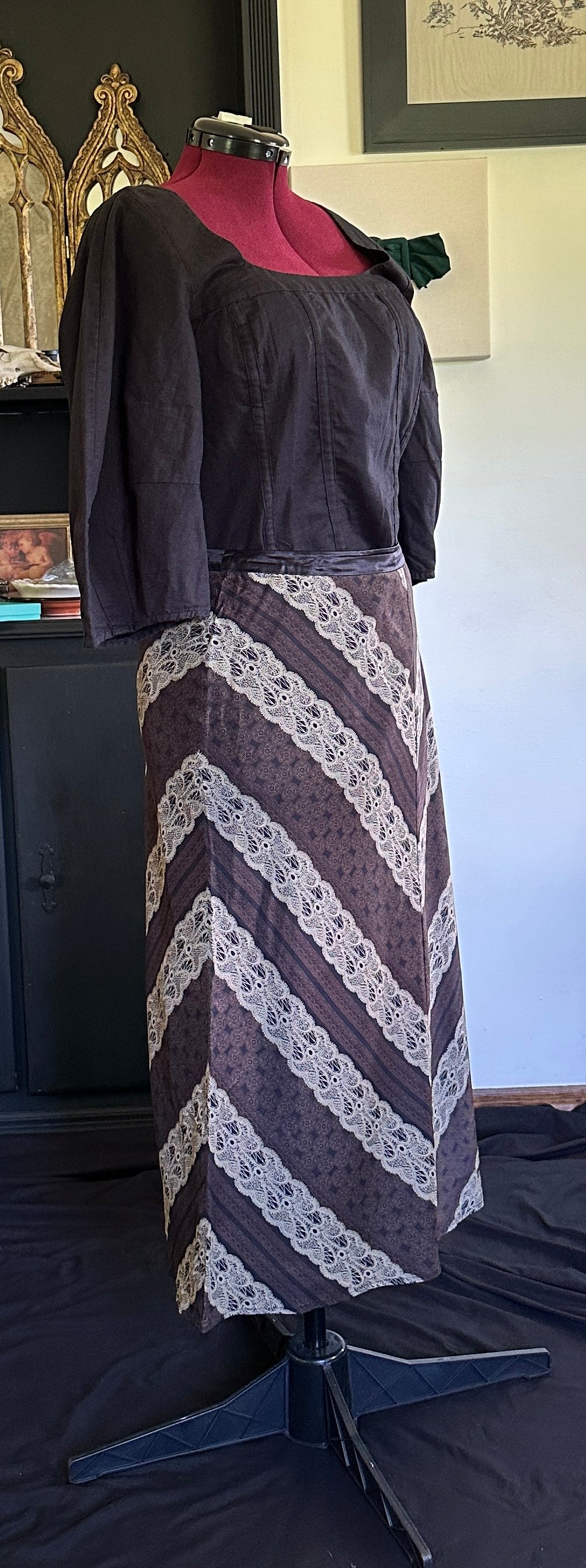 Silk Chevron Print Skirt SZ 14