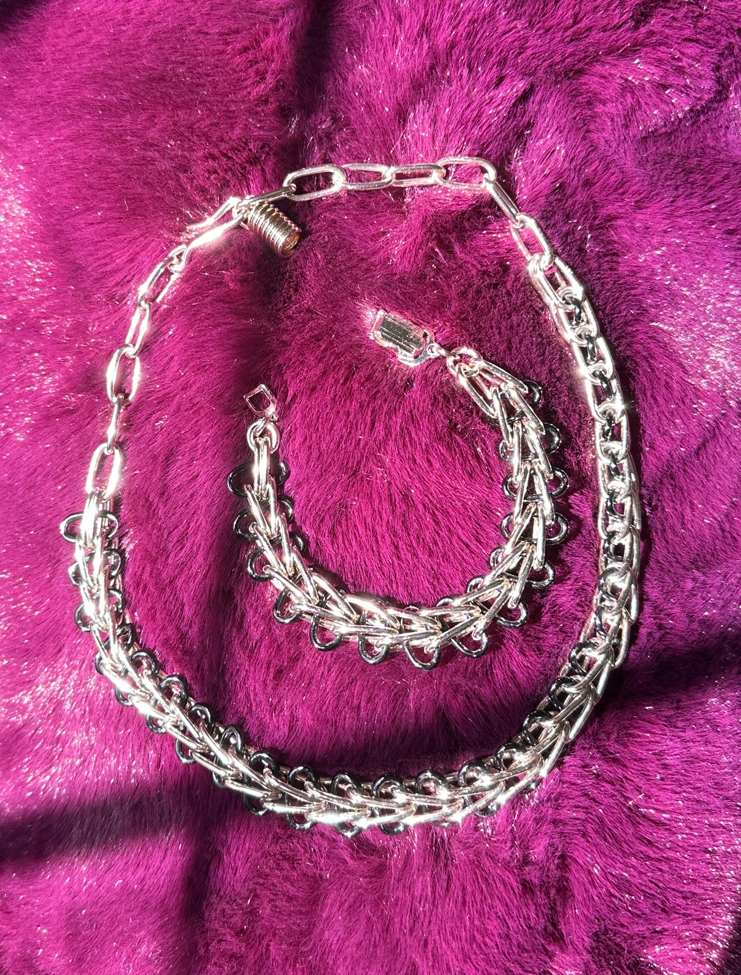 Vintage Chain Collar Necklace And Bracelet