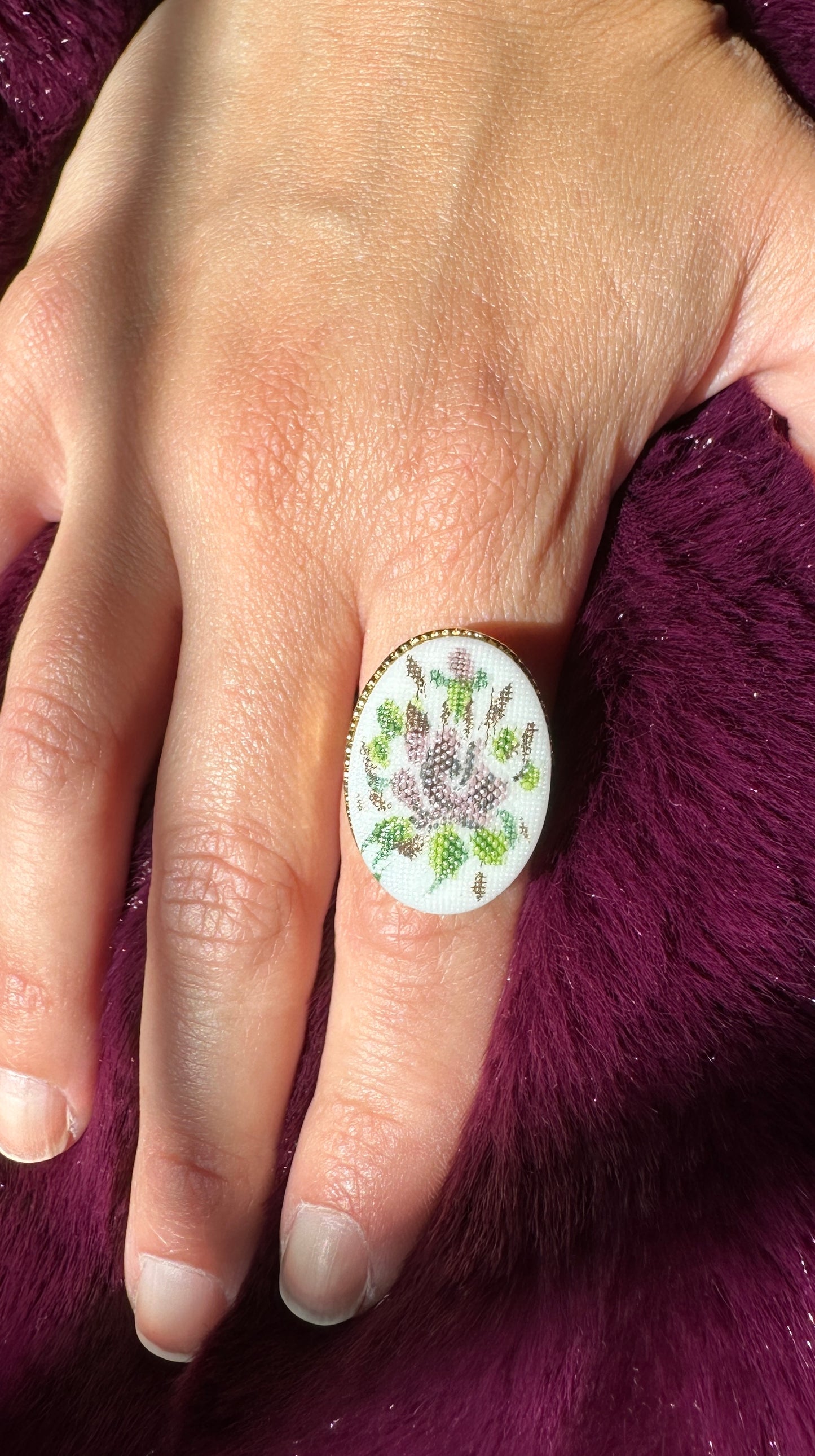 Floral Painted Porcelain Ring