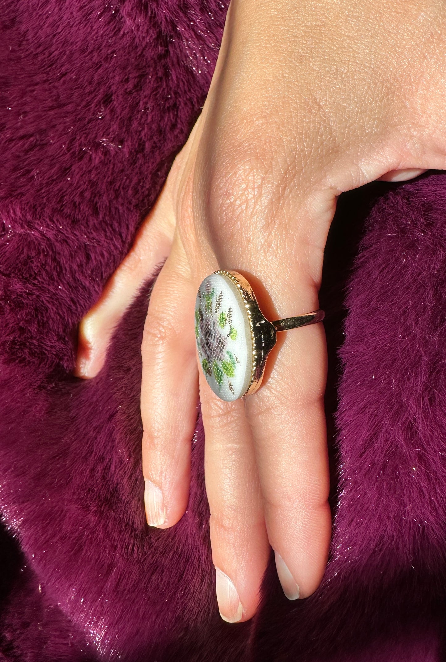 Floral Painted Porcelain Ring