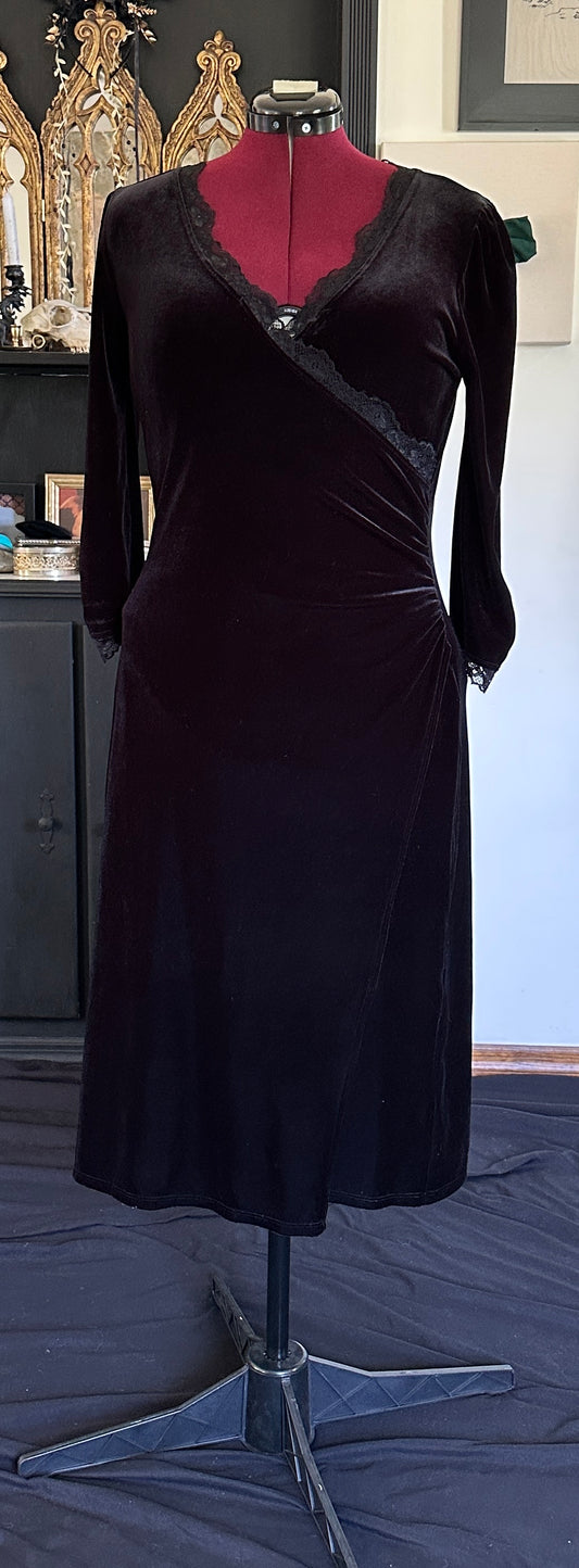 Velvet Wrap Front Cocktail Dress L