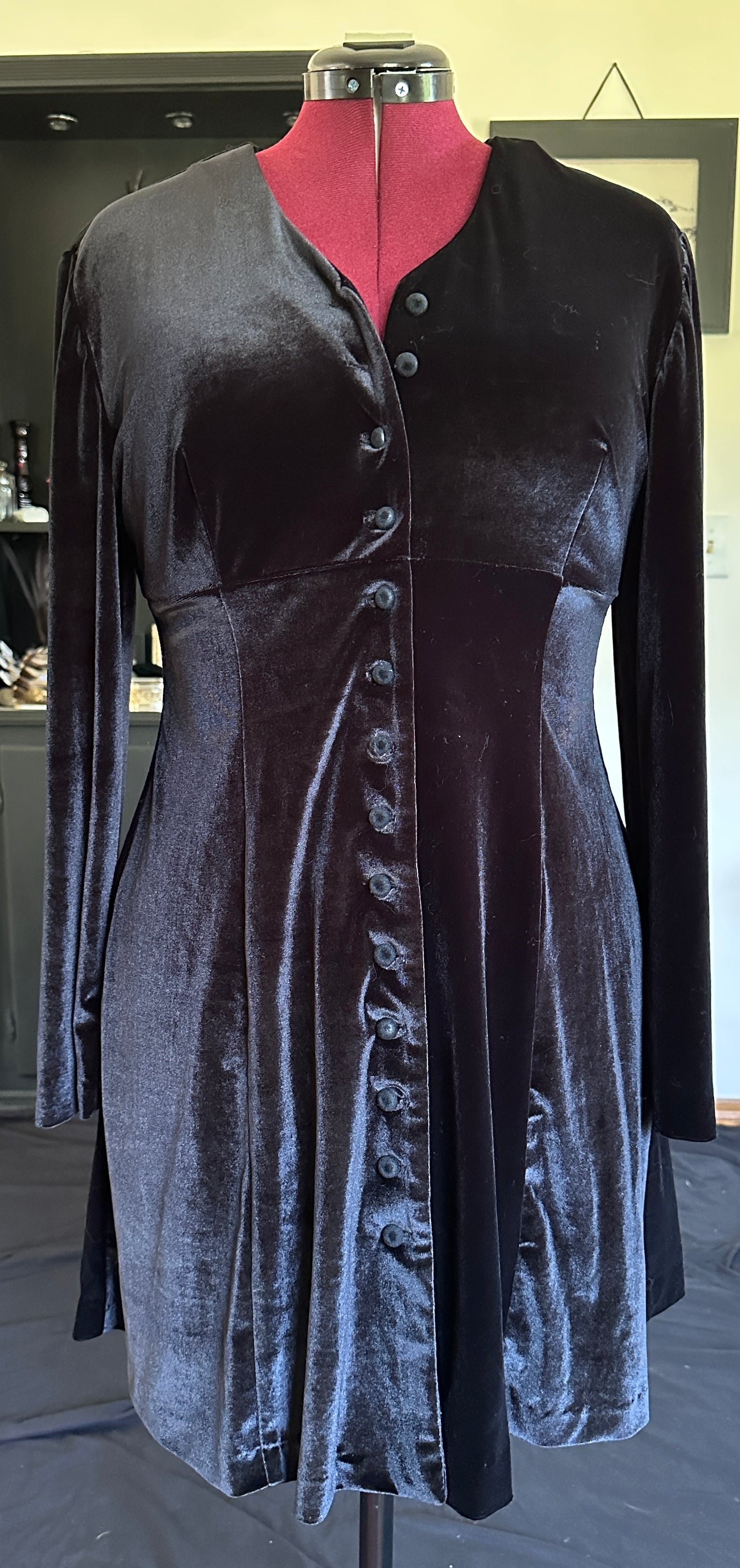 90s Velvet Soft Goth Dress L