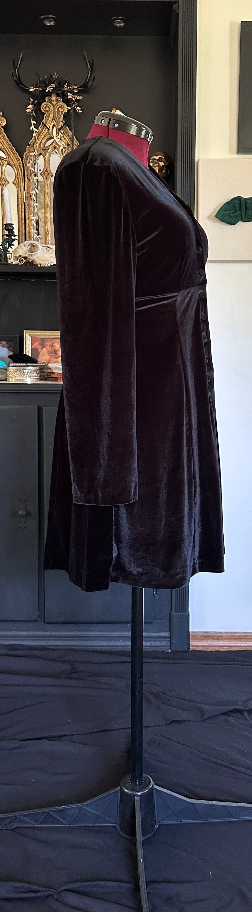 90s Velvet Soft Goth Dress L