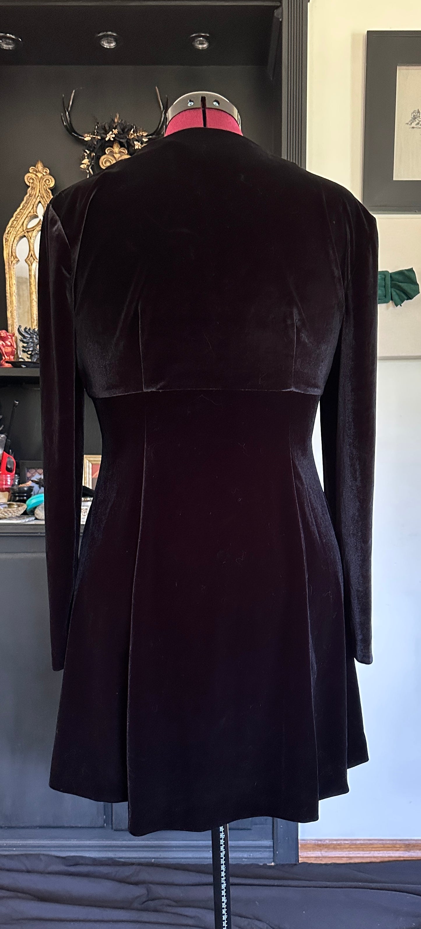 90s Velvet Soft Goth Dress L