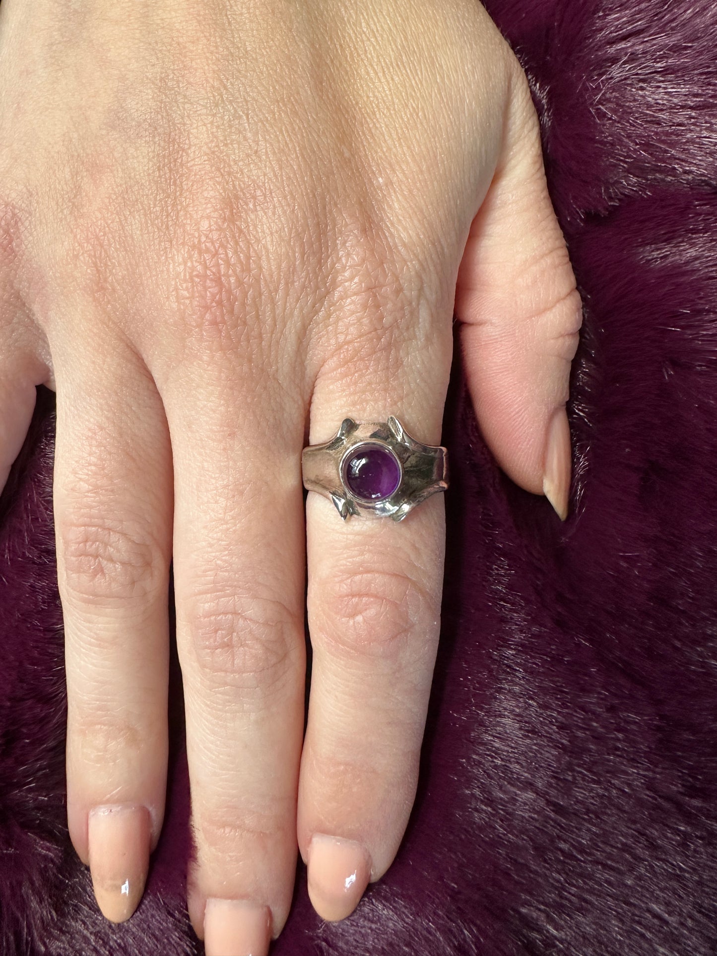 Silver & Amethyst Ring SZ 6.5