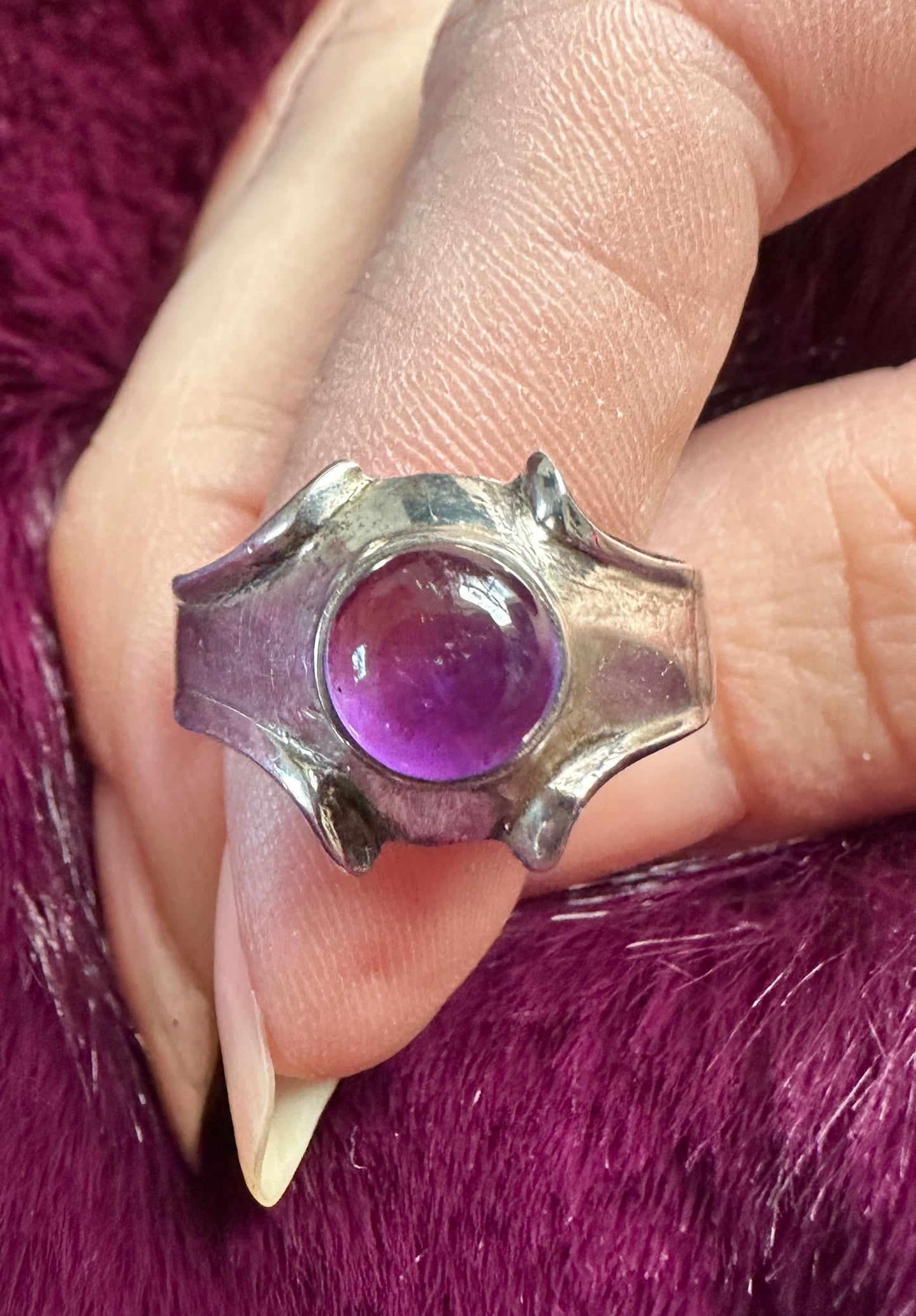 Silver & Amethyst Ring SZ 6.5