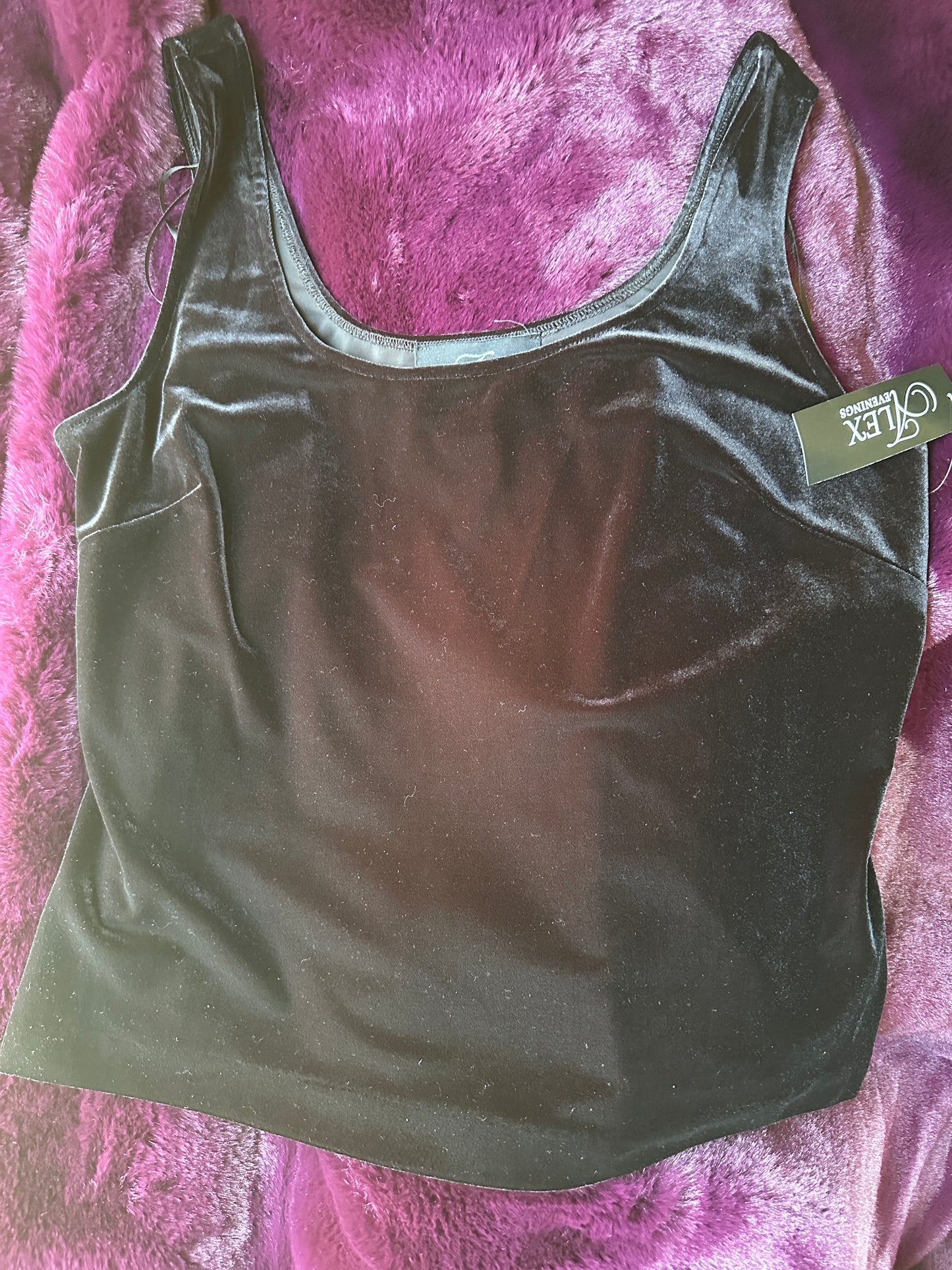 Stretch Velvet Black Tank Top M-L