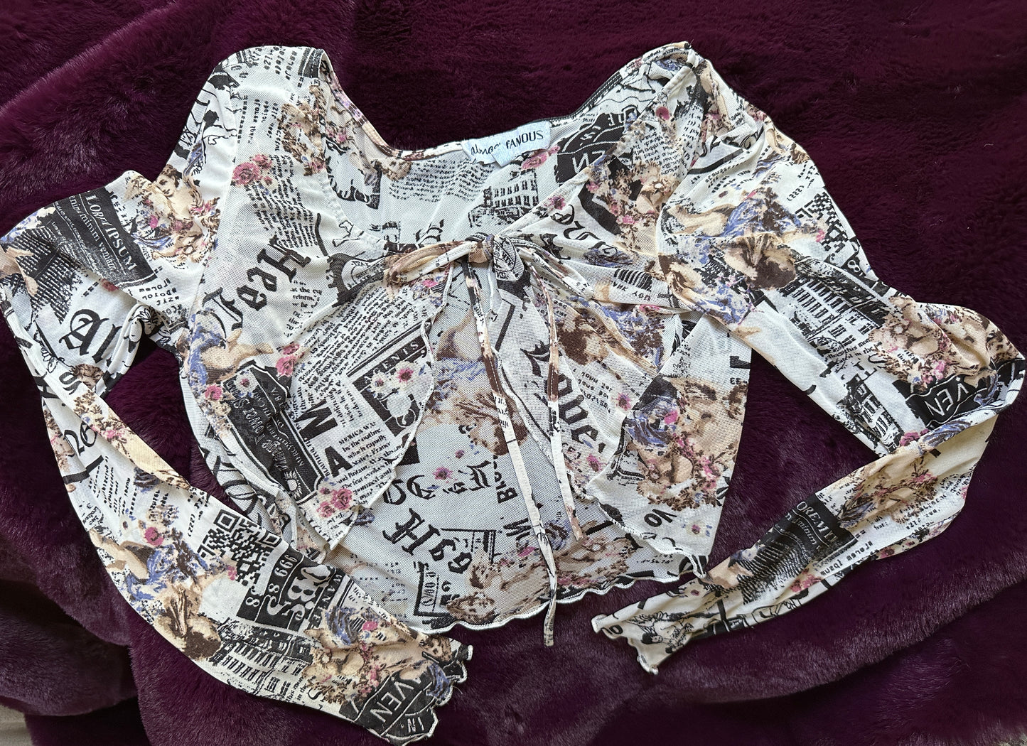 Y2K Printed Mesh Top XS-S