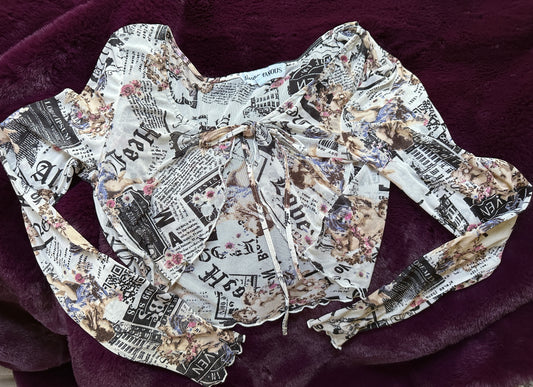 Y2K Printed Mesh Top XS-S