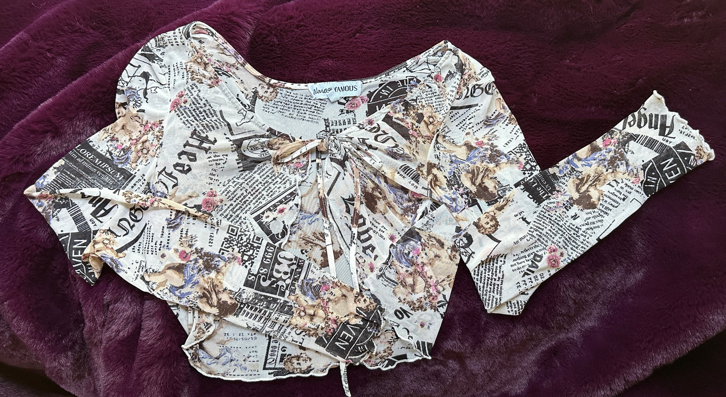 Y2K Printed Mesh Top XS-S