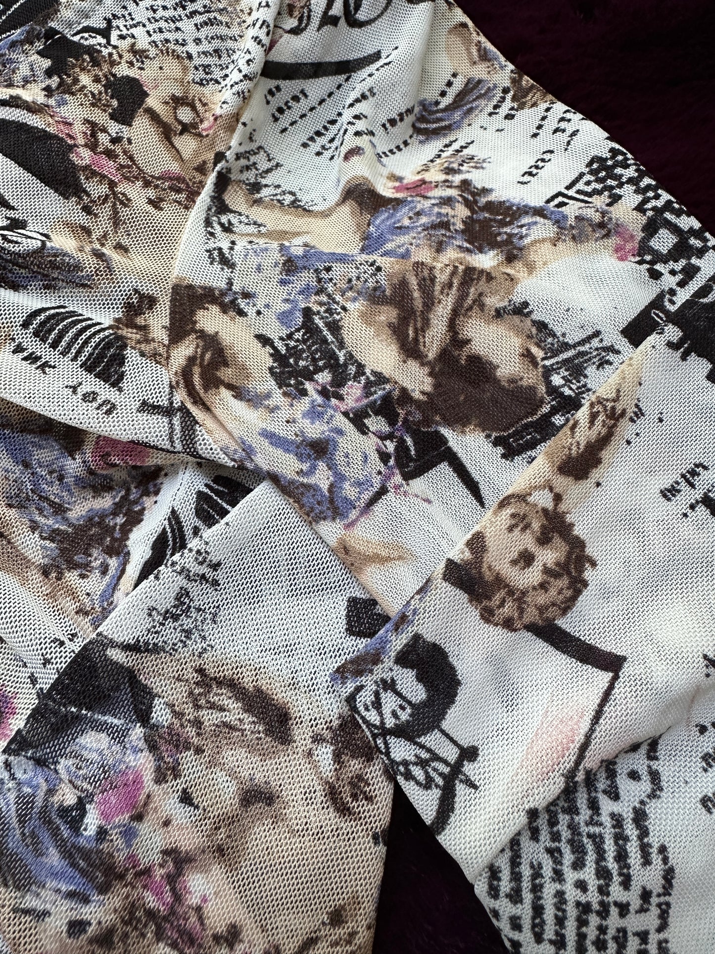 Y2K Printed Mesh Top XS-S