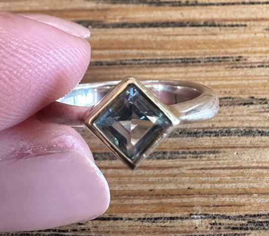 Aquamarine Stackable Silver Ring