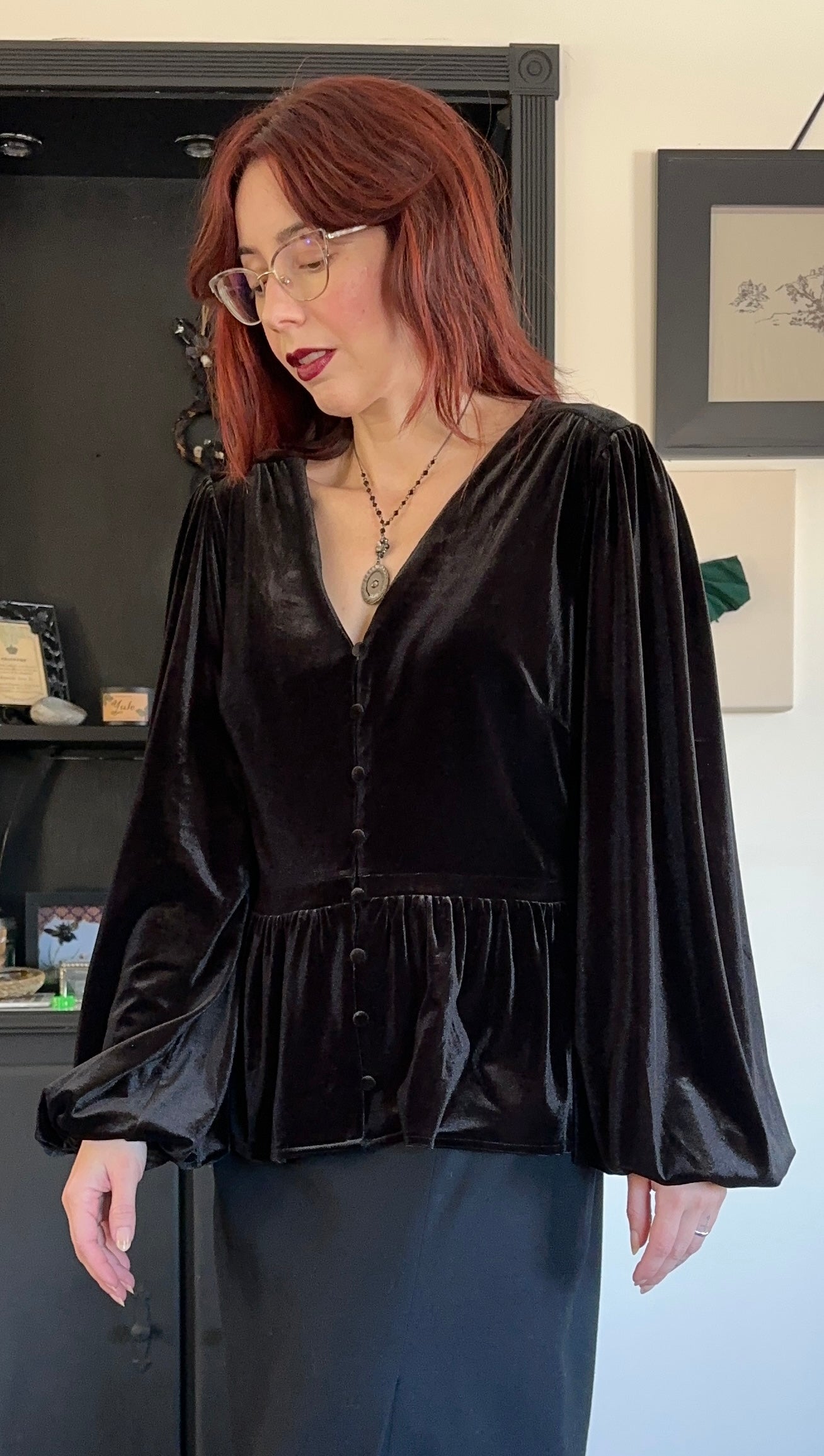 Velvet 90s Goth Top L - XL