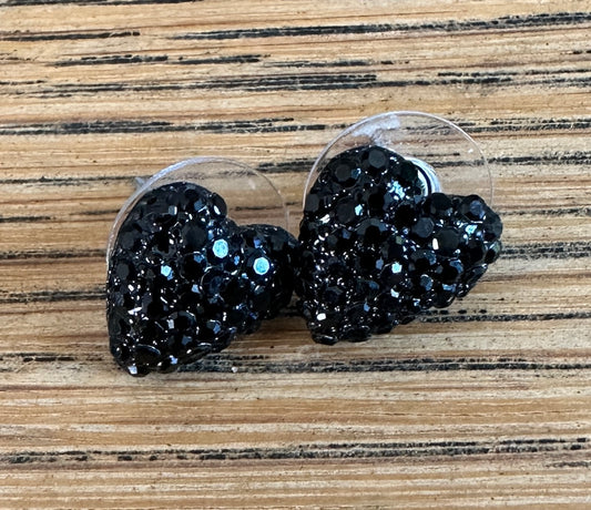 Betsey Johnson  Black Heart Stud Earrings