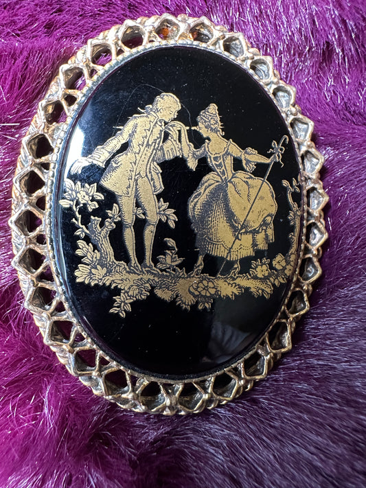 Rococo Revival Courting Brooch Pendant