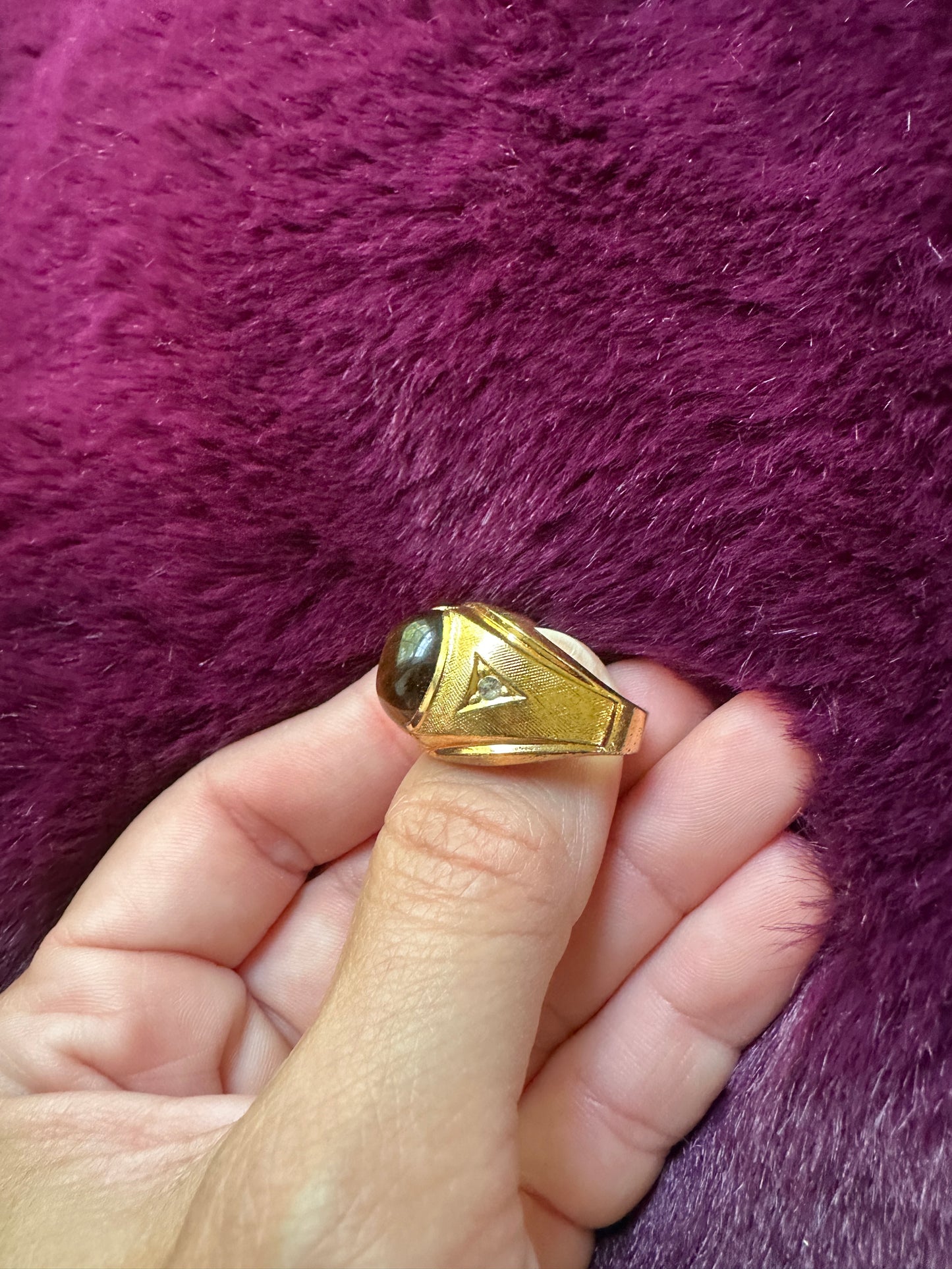 Vintage Tiger's Eye Gold Ring SZ 7.25