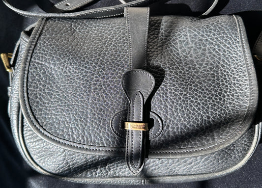 80s Vintage Dooney & Bourke Black Leather Saddle Bag
