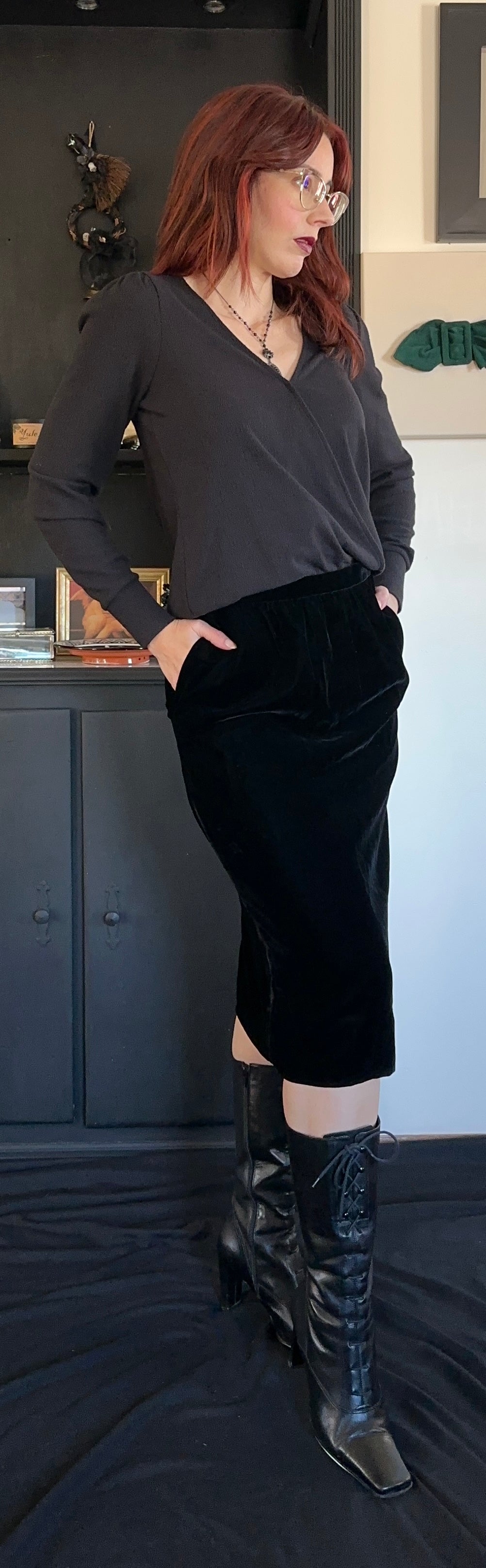 Velvet Goth Pencil Skirt SZ 4-6