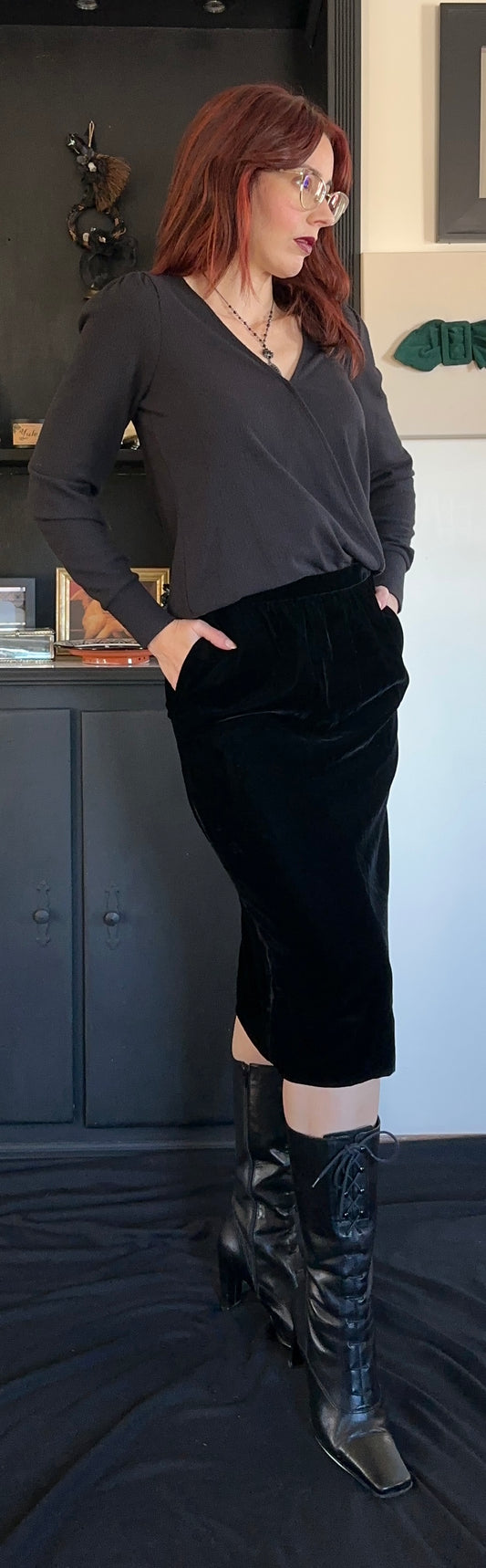 Velvet Goth Pencil Skirt SZ 4-6