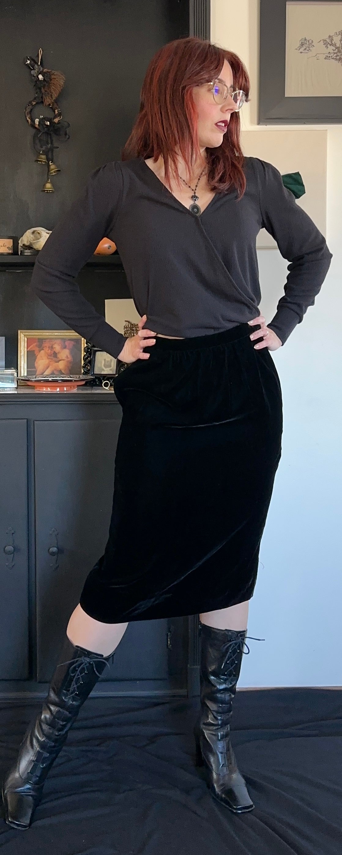 Velvet Goth Pencil Skirt SZ 4-6