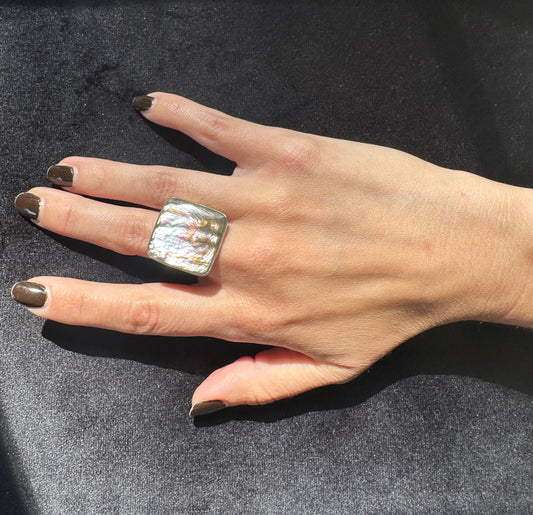 Silver Mother Of Pearl Adjustable Ring