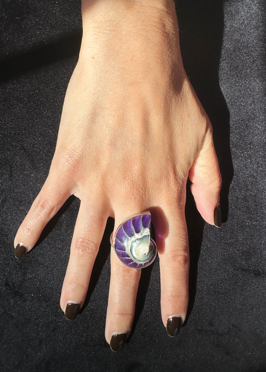 Sterling Silver Adjustable Shell Ursula Ring