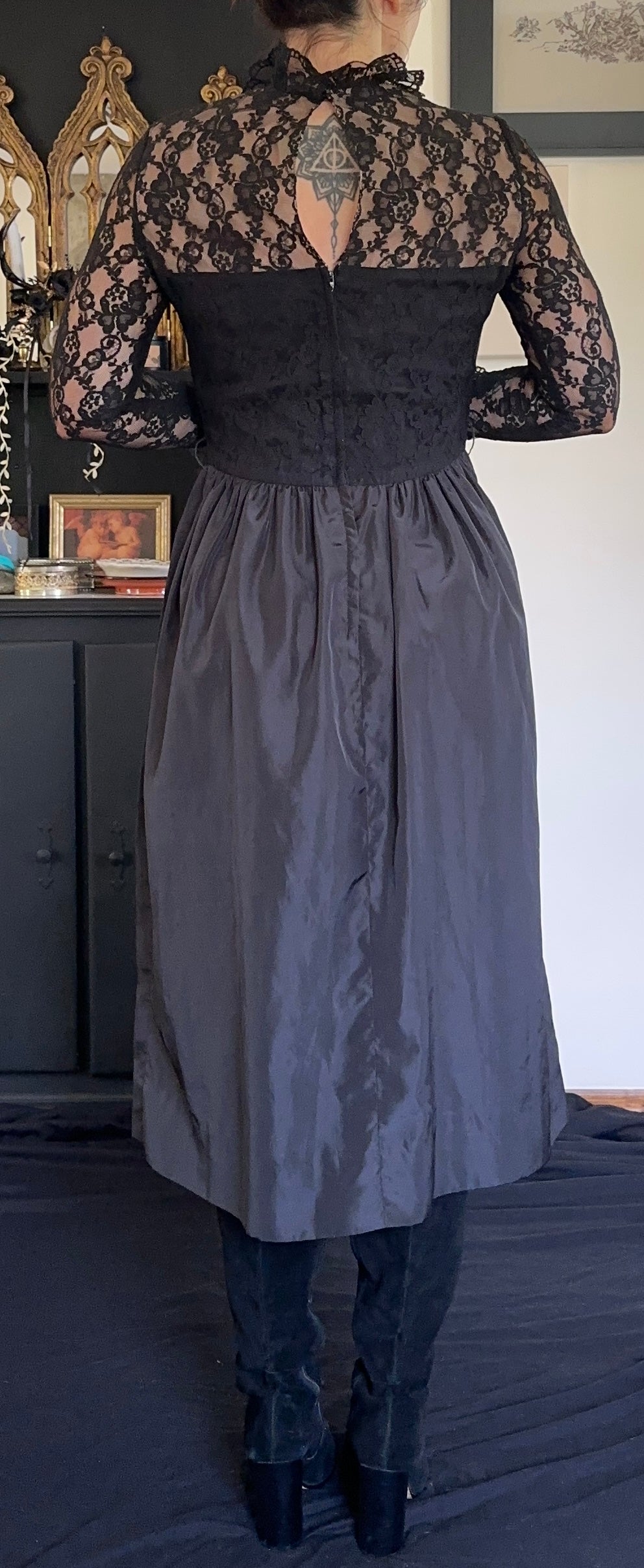 80's Goth Lace Party Dress XXS-XS