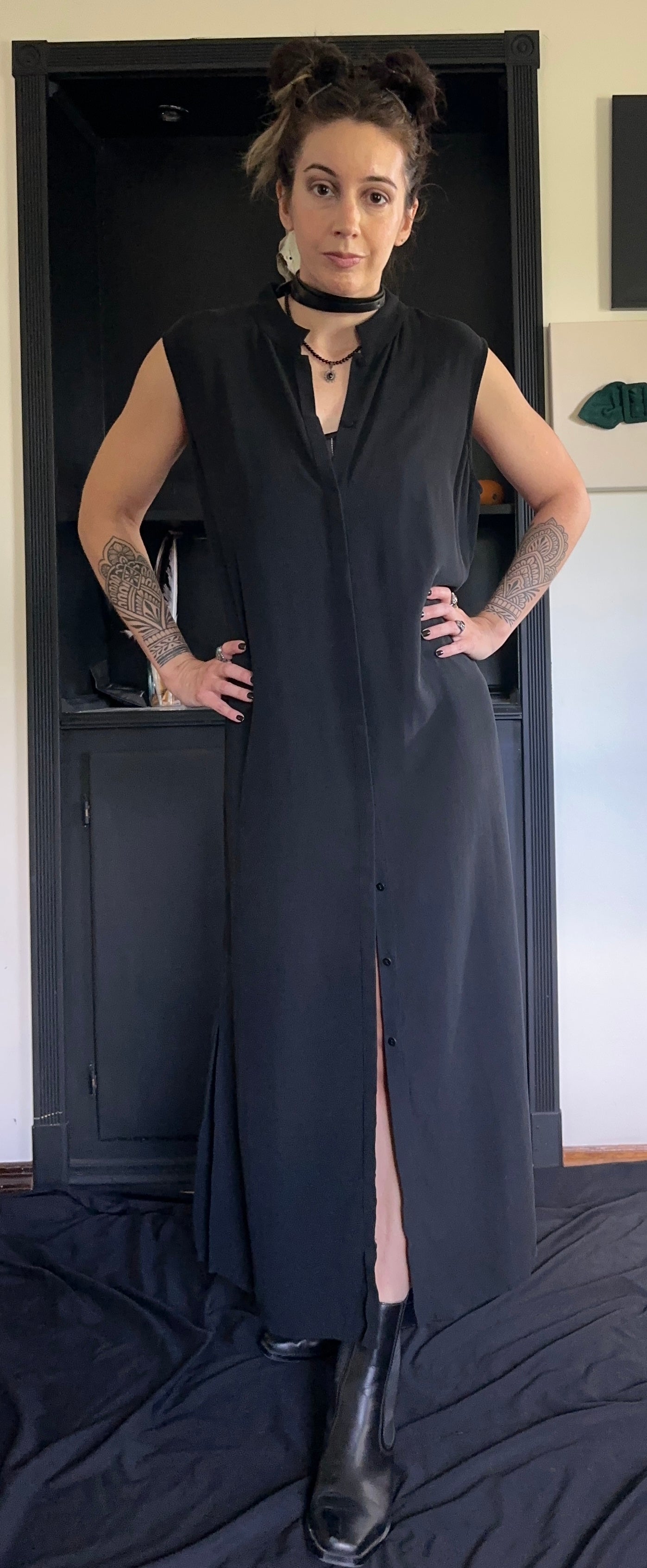 eileen fisher silk dresses Eileen Fisher Silk Round Neck Tiered Dress