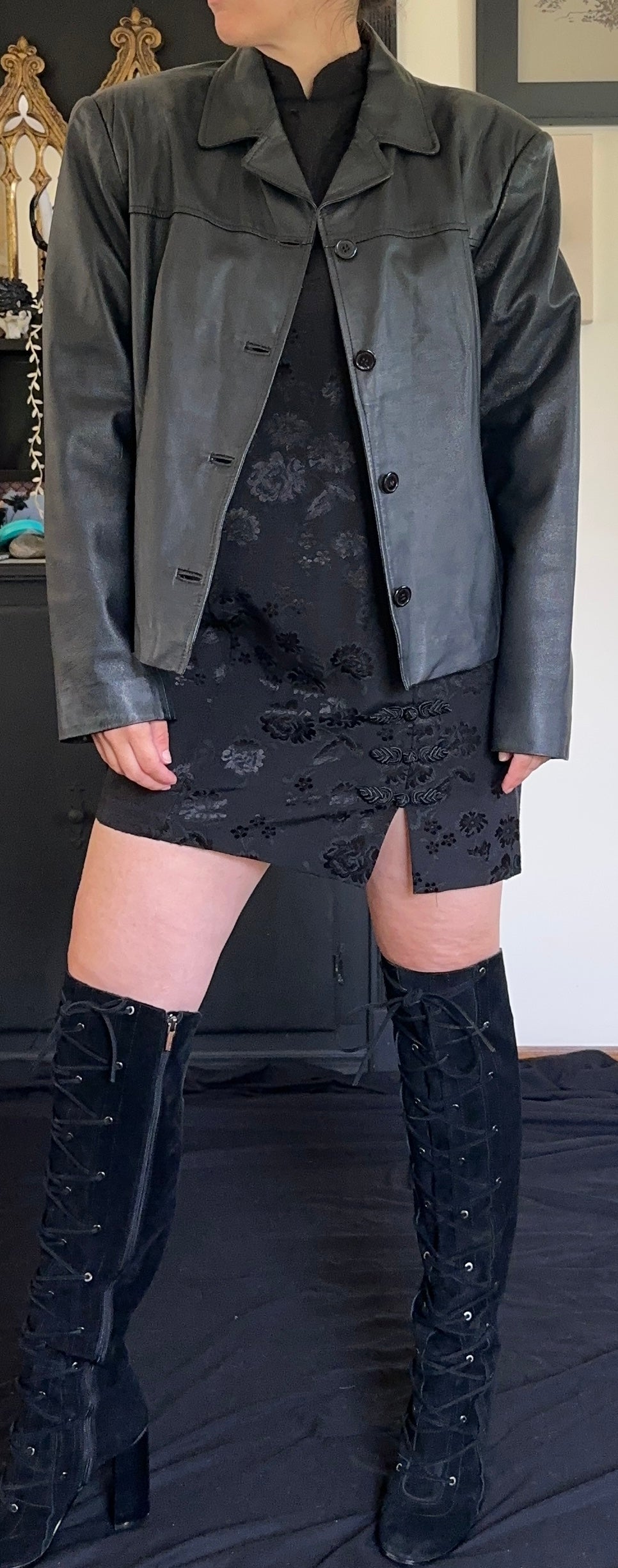 90s Cropped Leather Jacket L