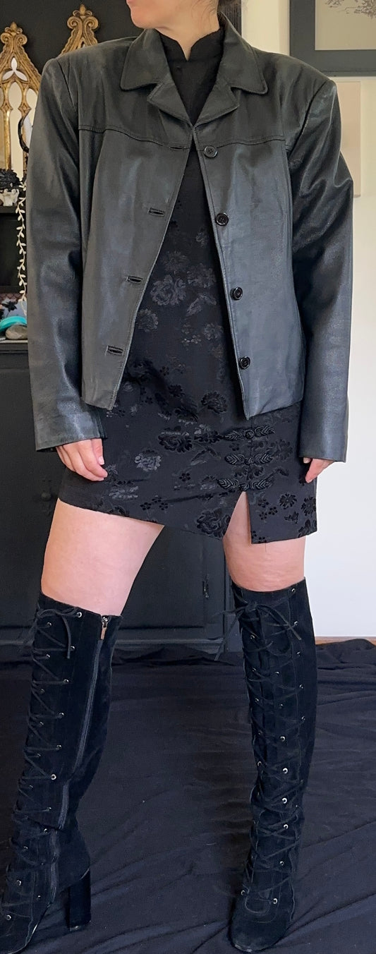 90s Cropped Leather Jacket L