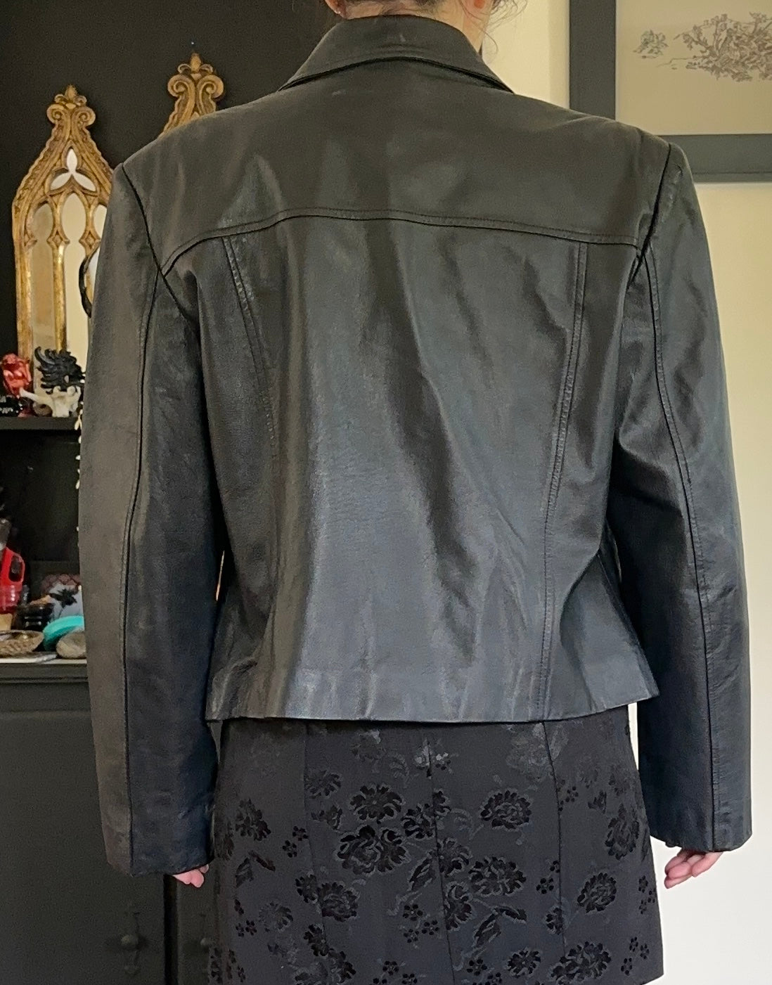 90s Cropped Leather Jacket L