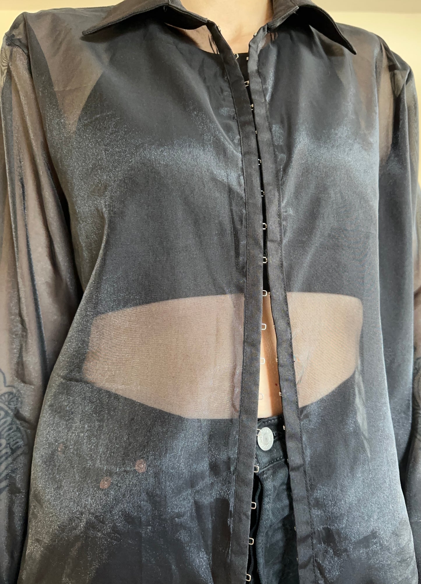 Cyberpunk Sheer Collared Top S - M