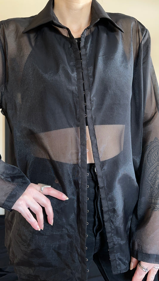 Cyberpunk Sheer Collared Top S - M