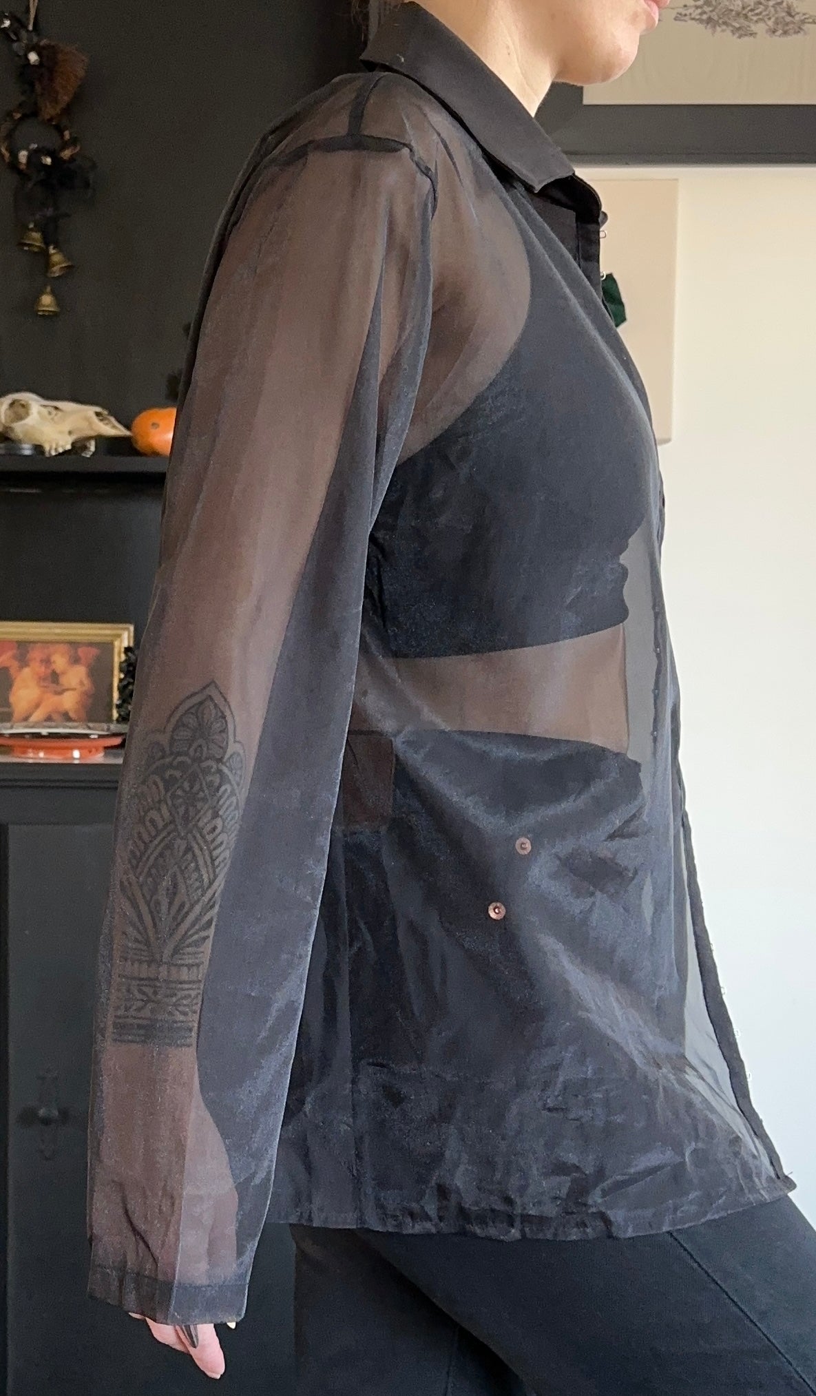 Cyberpunk Sheer Collared Top S - M