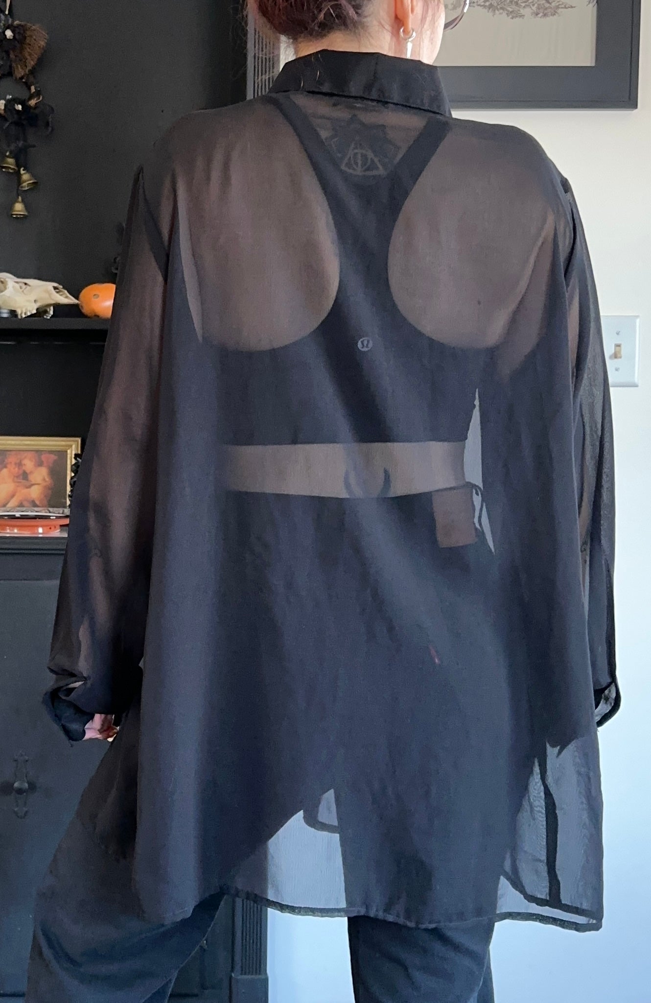 Nasty Gal Sheer Button Down Shirt XL
