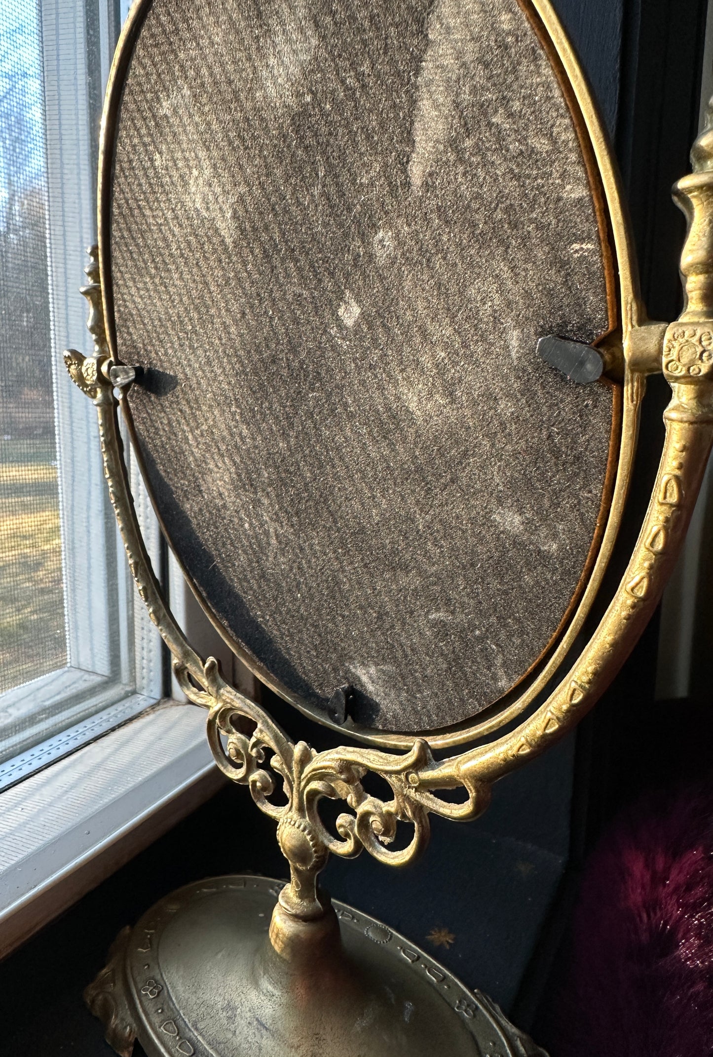 Art Nouveau Brass Vanity Mirror