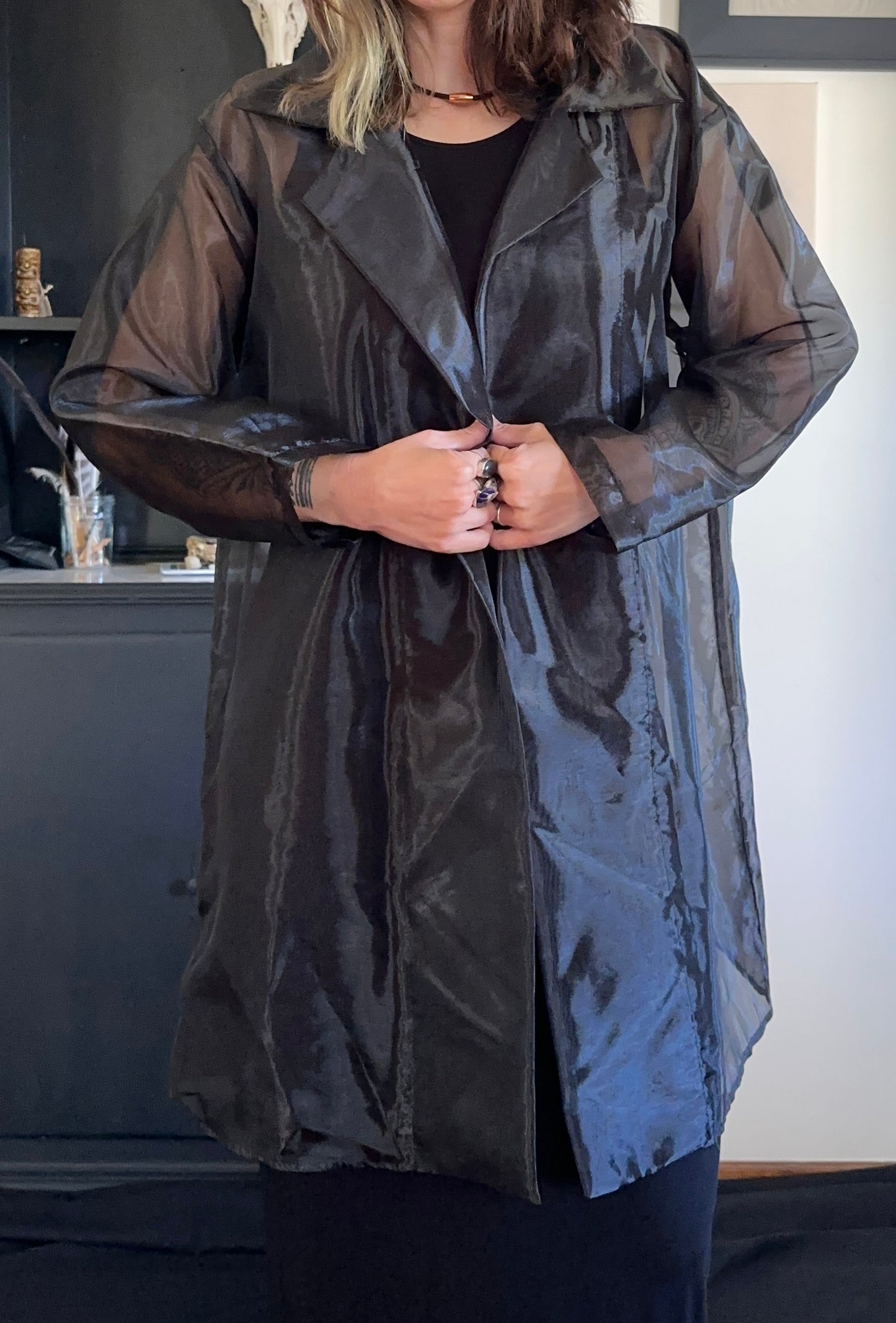 90s Vintage Sheer Belted Jacket XS-1X