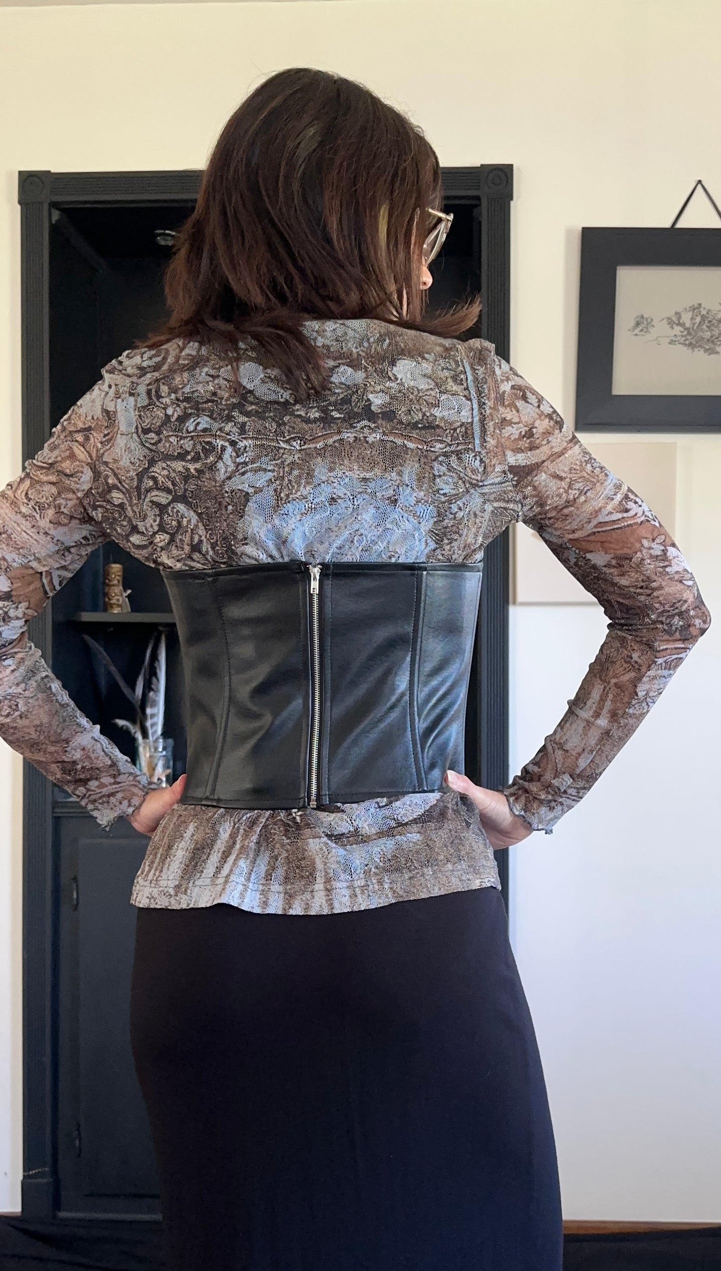 Faux Leather Black Corset