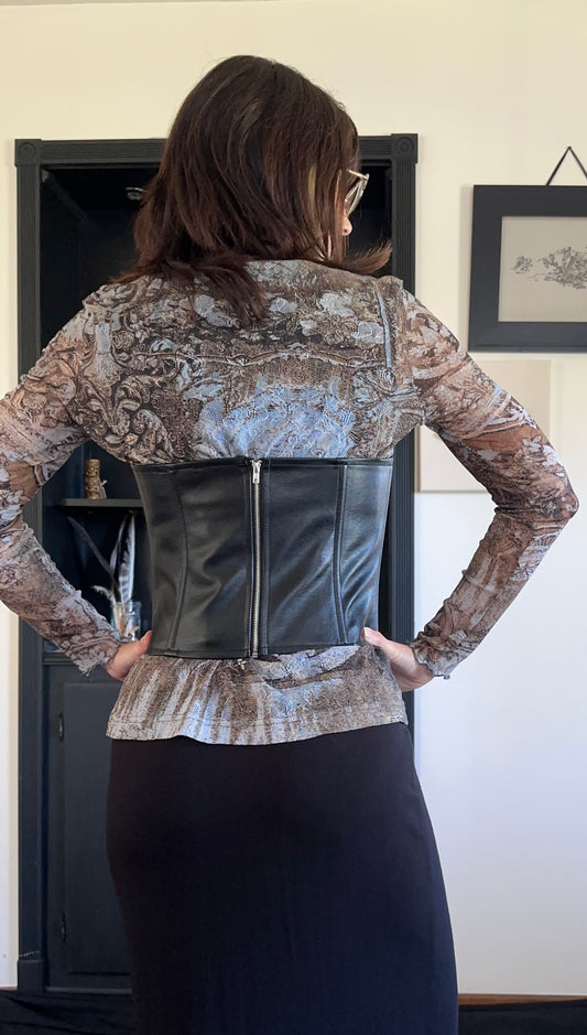 Faux Leather Black Corset