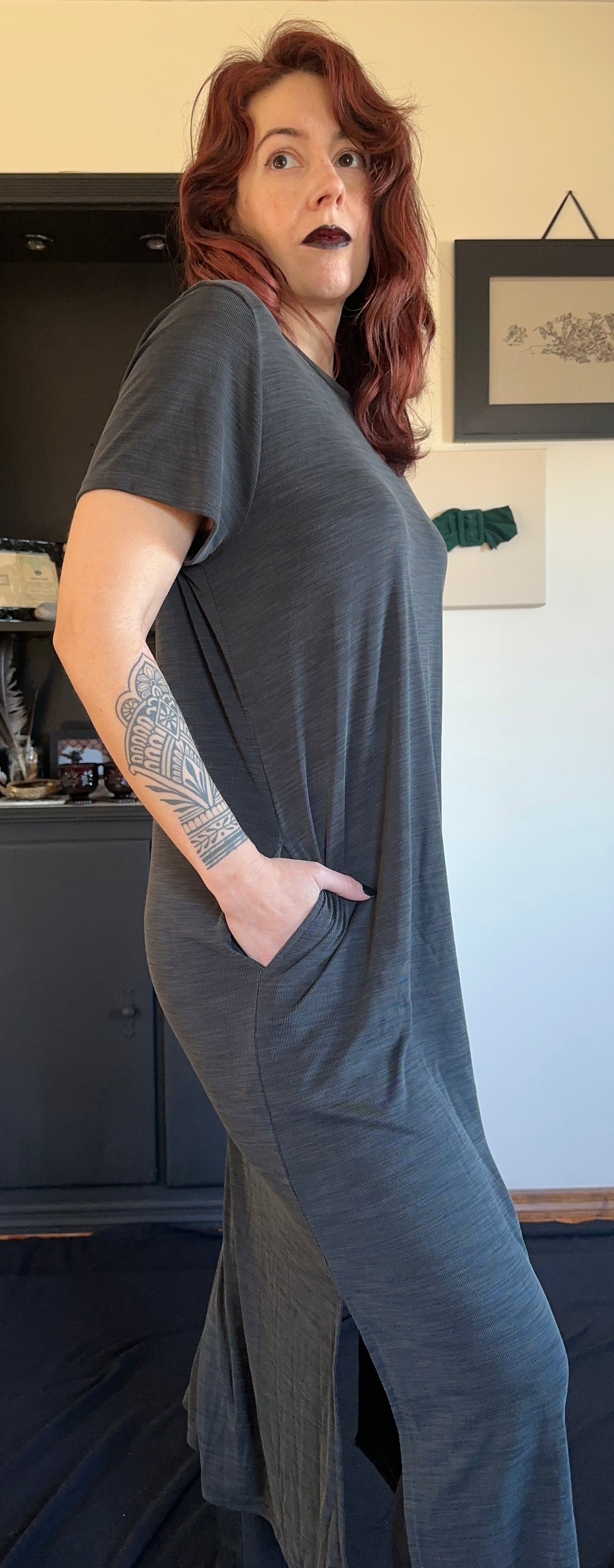 Ribbed T-Shirt Dress L