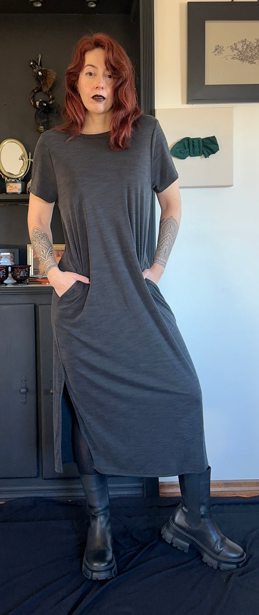 Ribbed T-Shirt Dress L