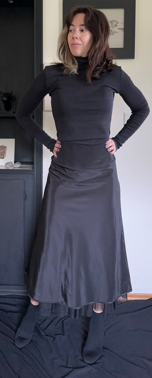 Vintage Nylon & Tulle Lace-Up Skirt