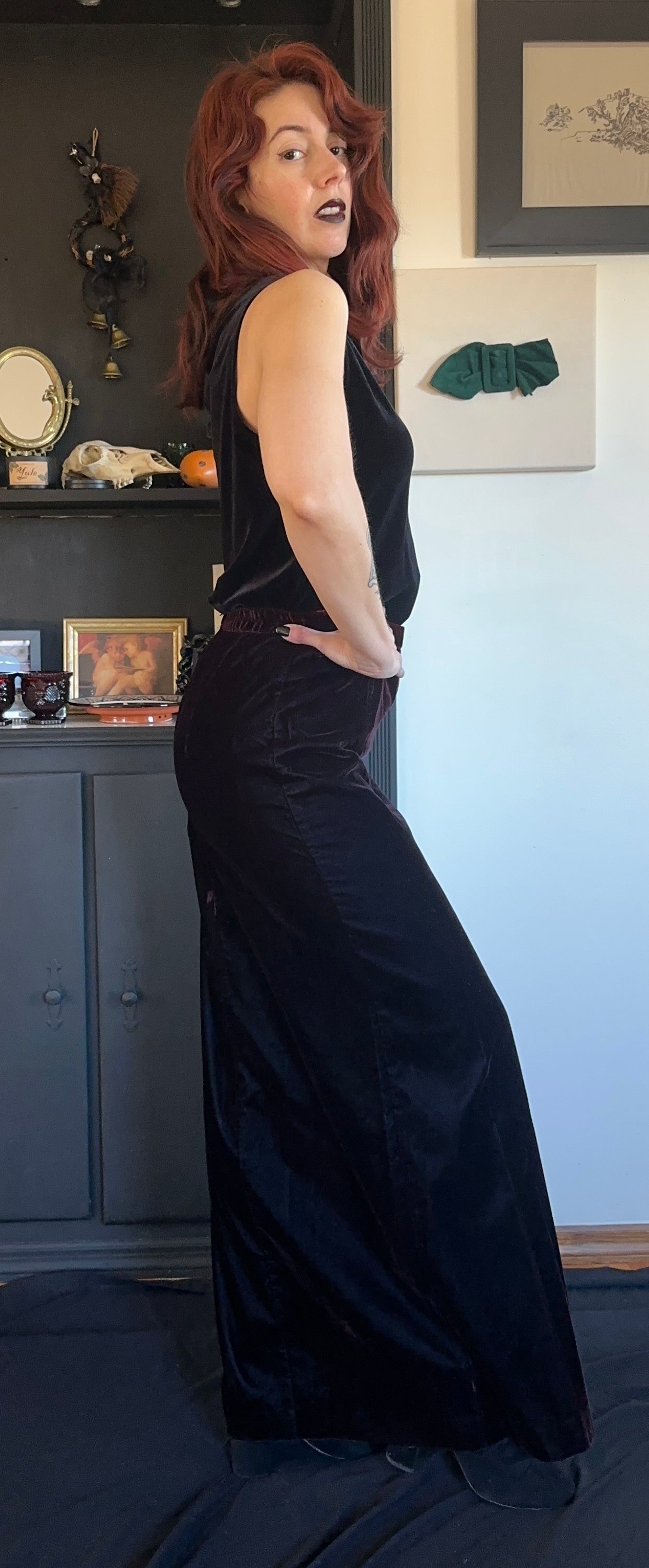 Oxblood Velvet Column Skirt SZ 6-8