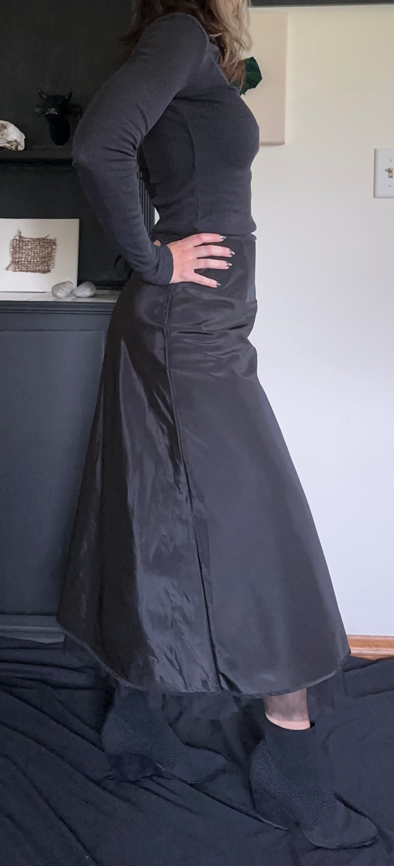 Vintage Nylon & Tulle Lace-Up Skirt