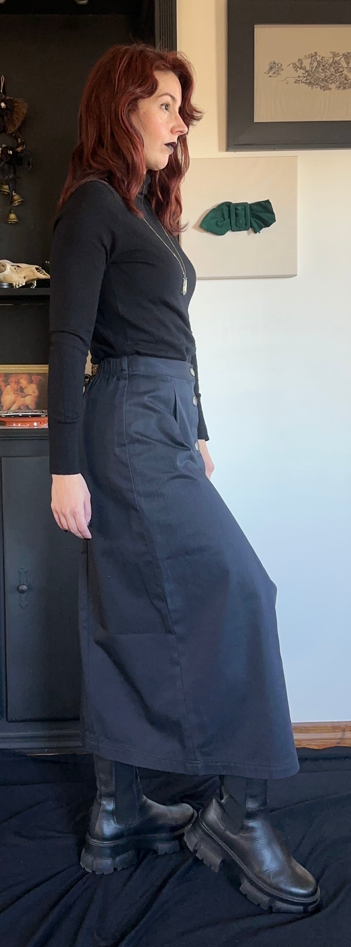 Cherokee Cotton Button Front Skirt M/L