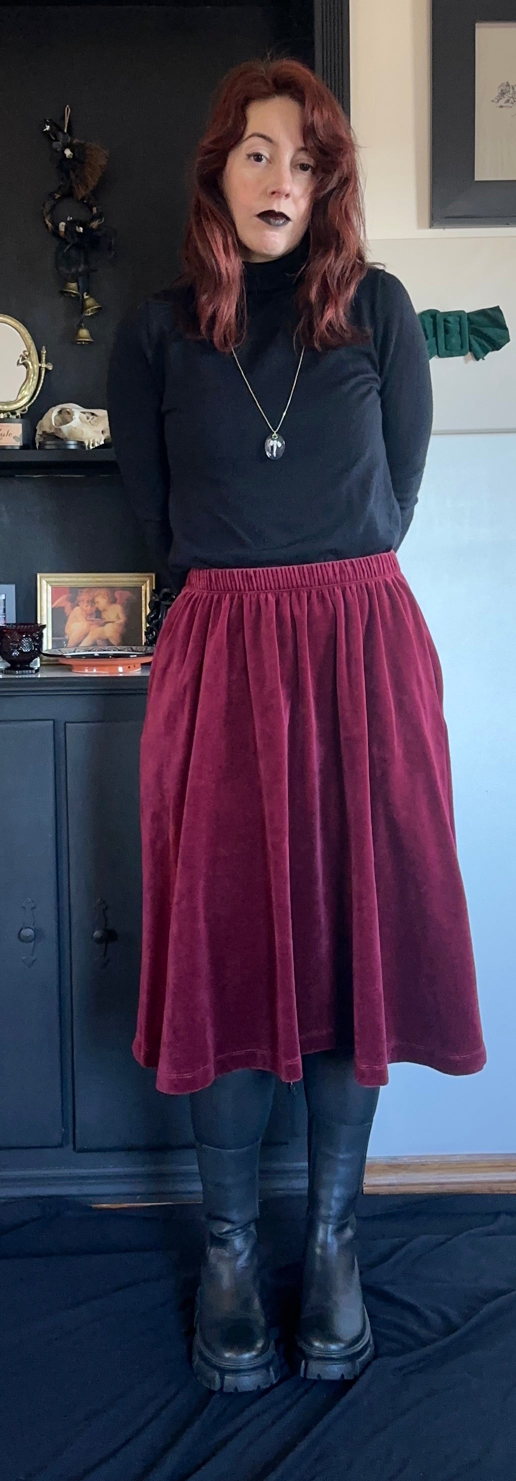 Velour Skirt With Pockets M-L