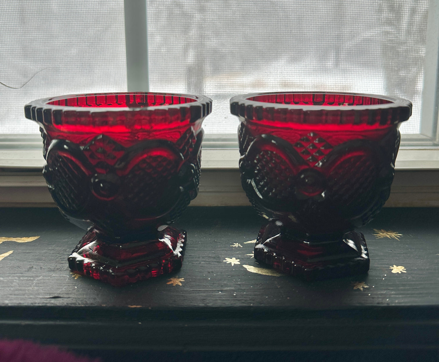Red Glass Baroque Style Goblets