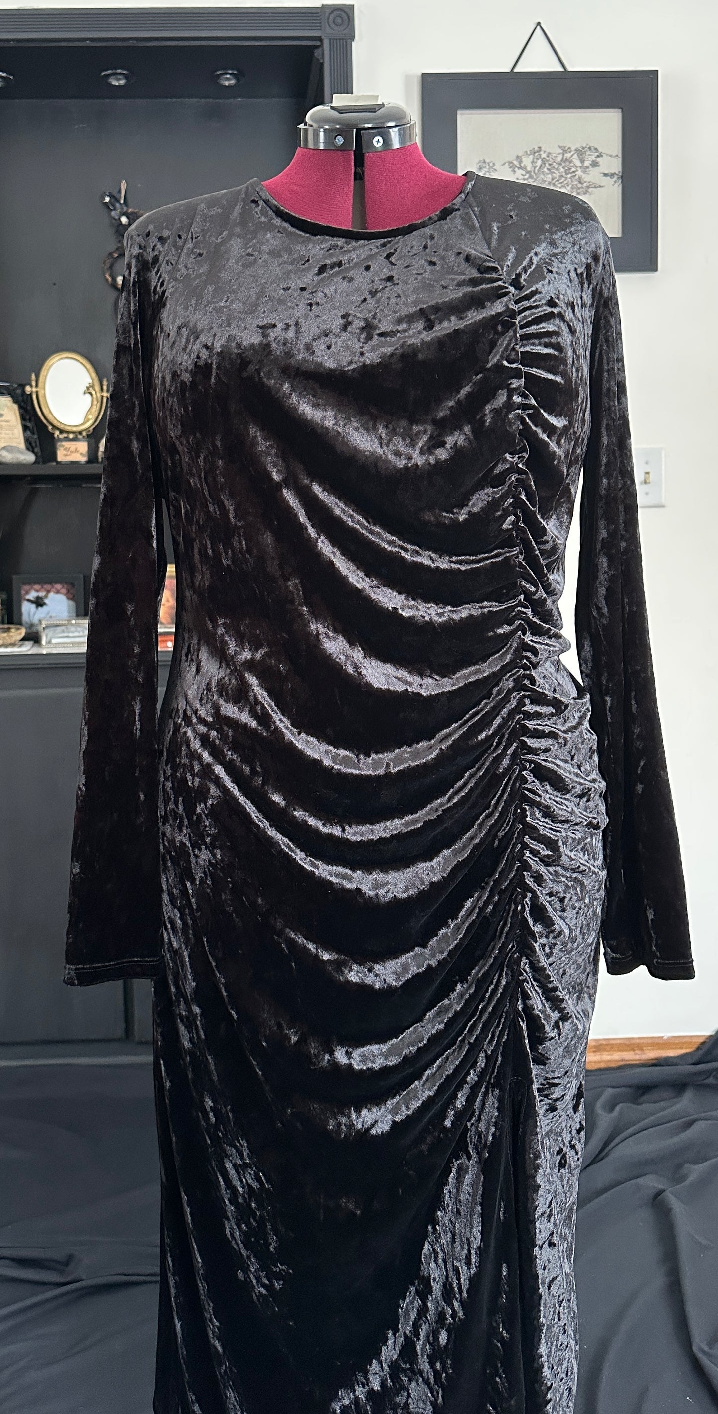 Ruched Velvet Bodycon Dress SZ 1X