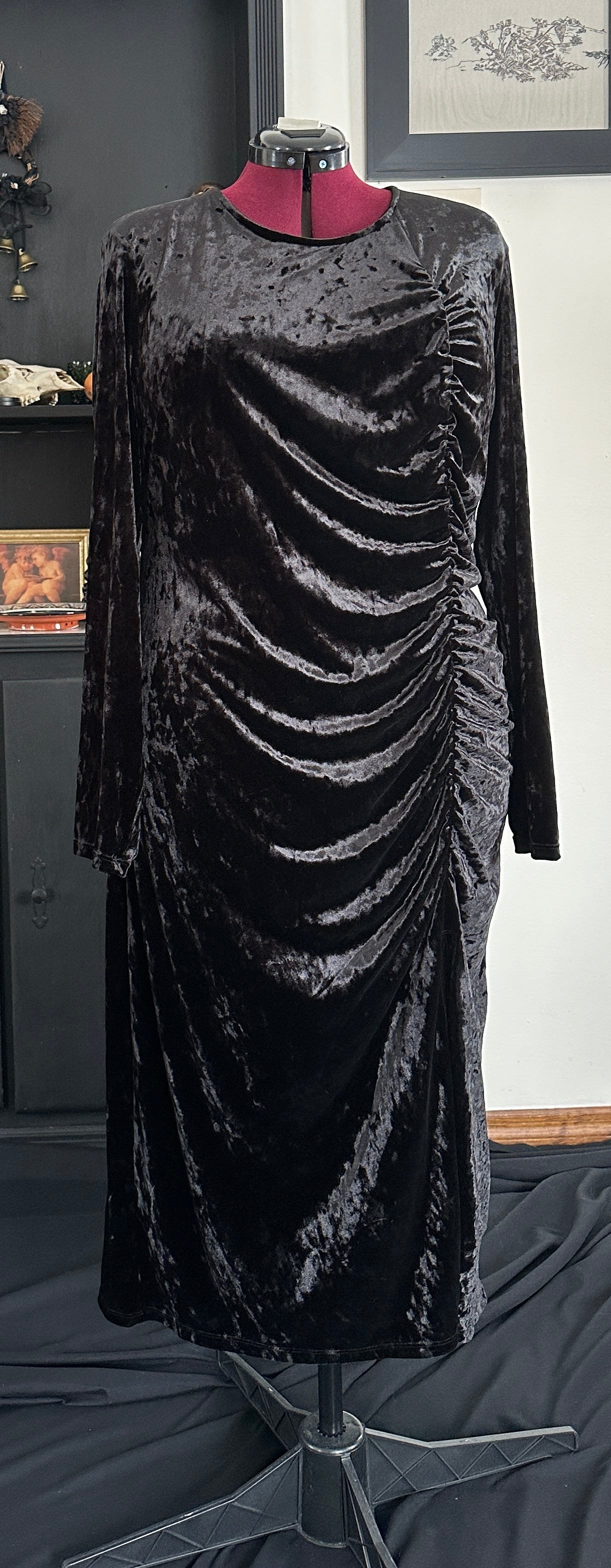 Ruched Velvet Bodycon Dress SZ 1X
